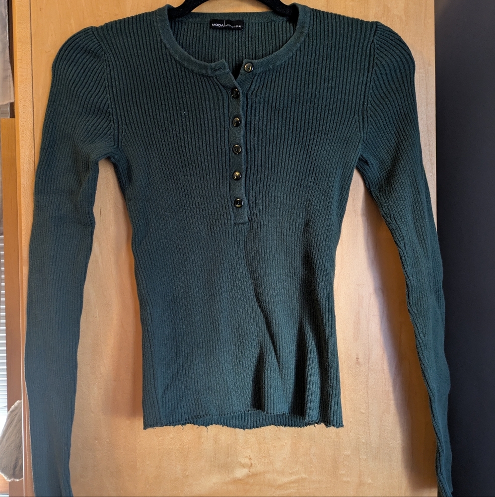 Moda international dark green henley